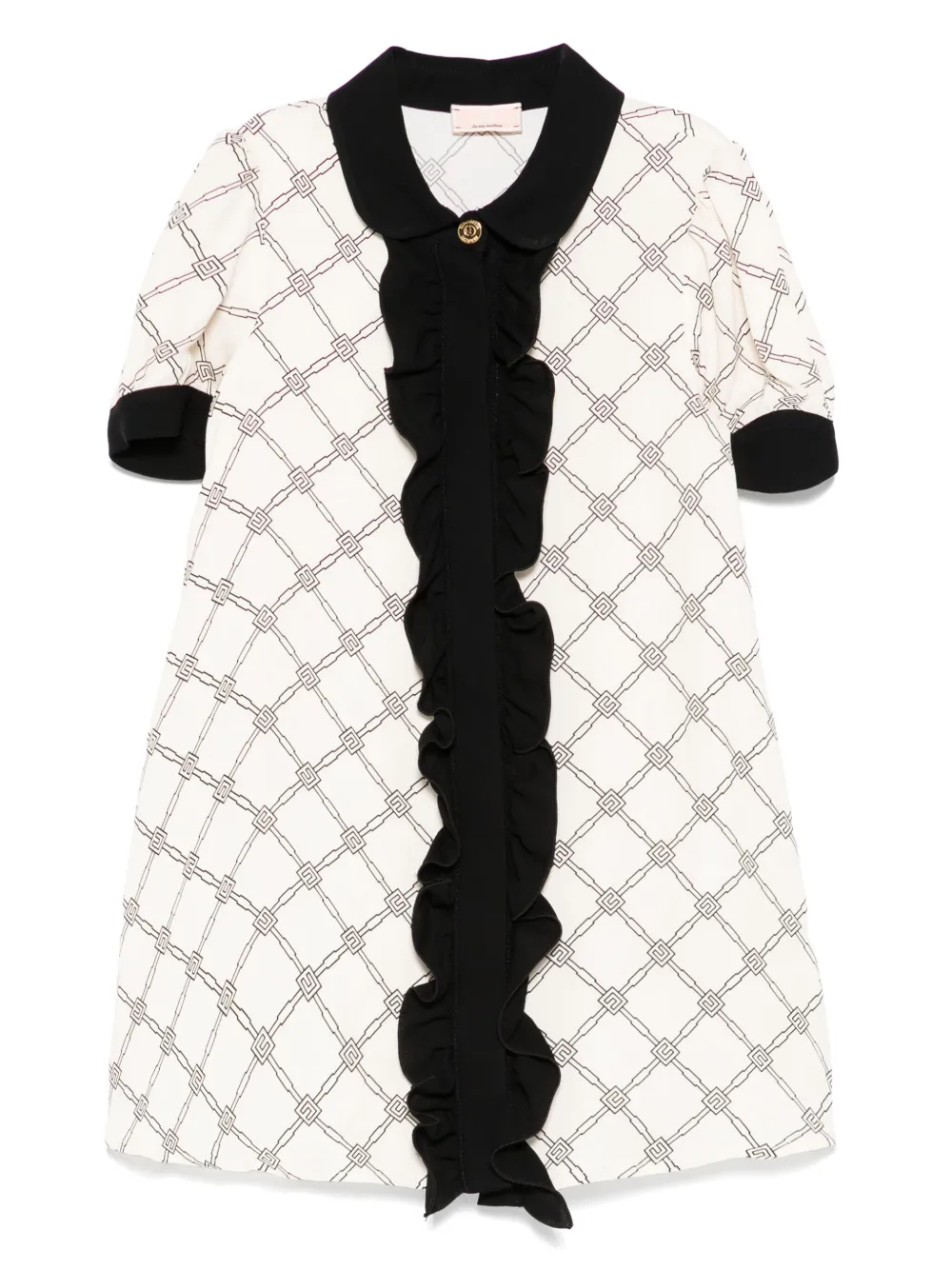 Elisabetta Franchi La Mia Bambina monogram-patterned dress Zwart