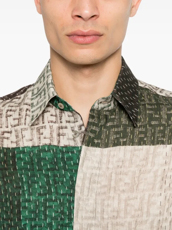 FENDI Camisa FF De Linho | Verde | FARFETCH BR