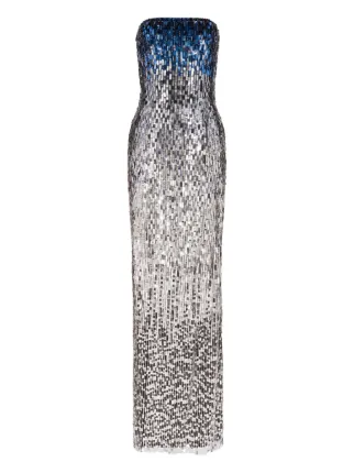 Jenny Packham Lucille Strapless Maxi Dress - Silver