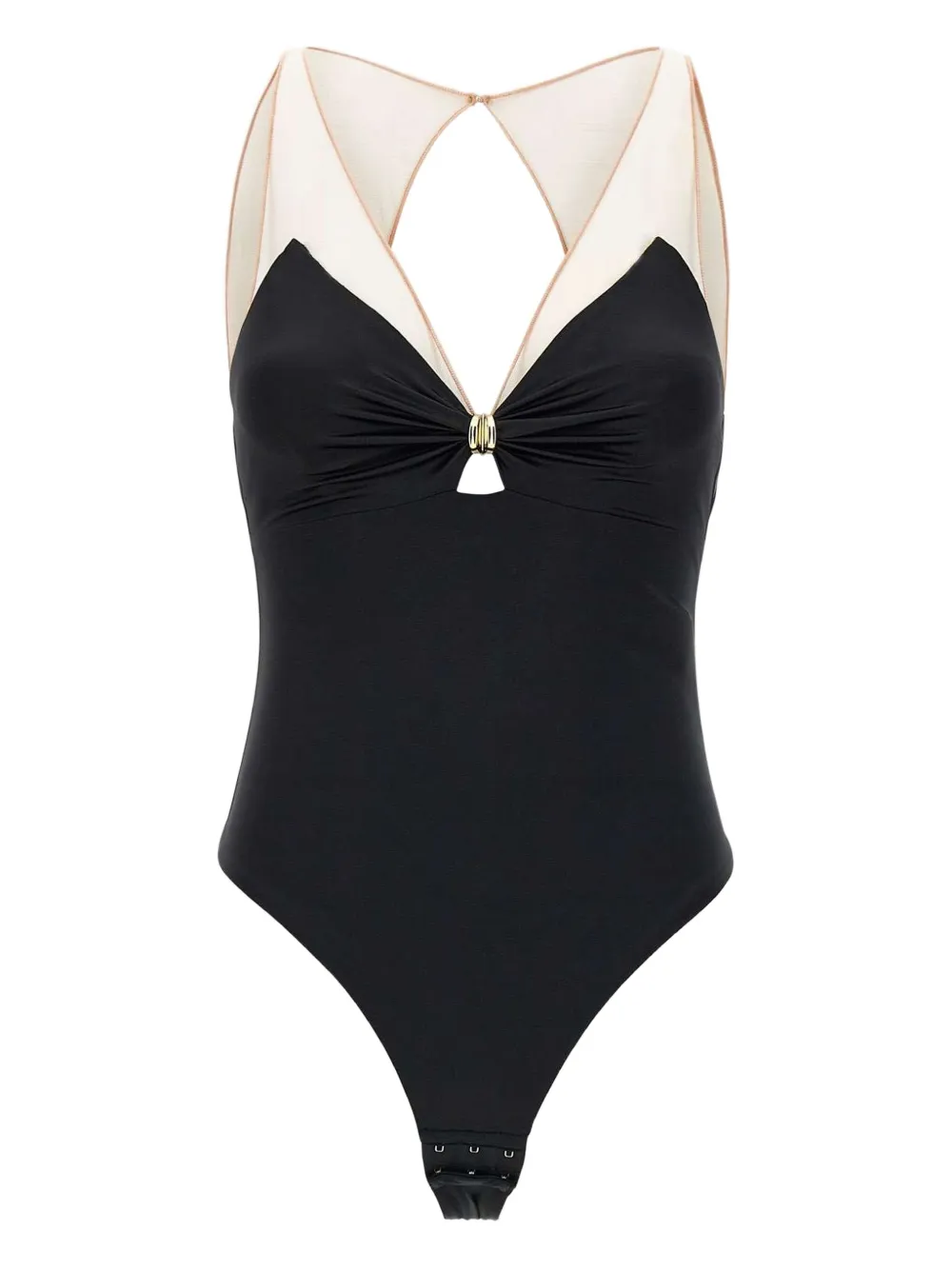 Elisabetta Franchi Tweekleurige body Zwart
