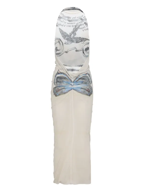 ワンピース JEAN PAUL GAULTIER DRESSES Jean Paul Gaultier Tattoo Rose And Bird Dress | Neutrals