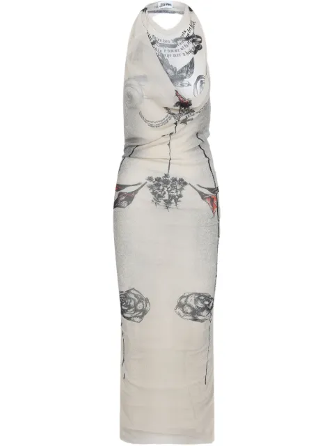 Jean Paul Gaultier Abito Tattoo Rose and Bird