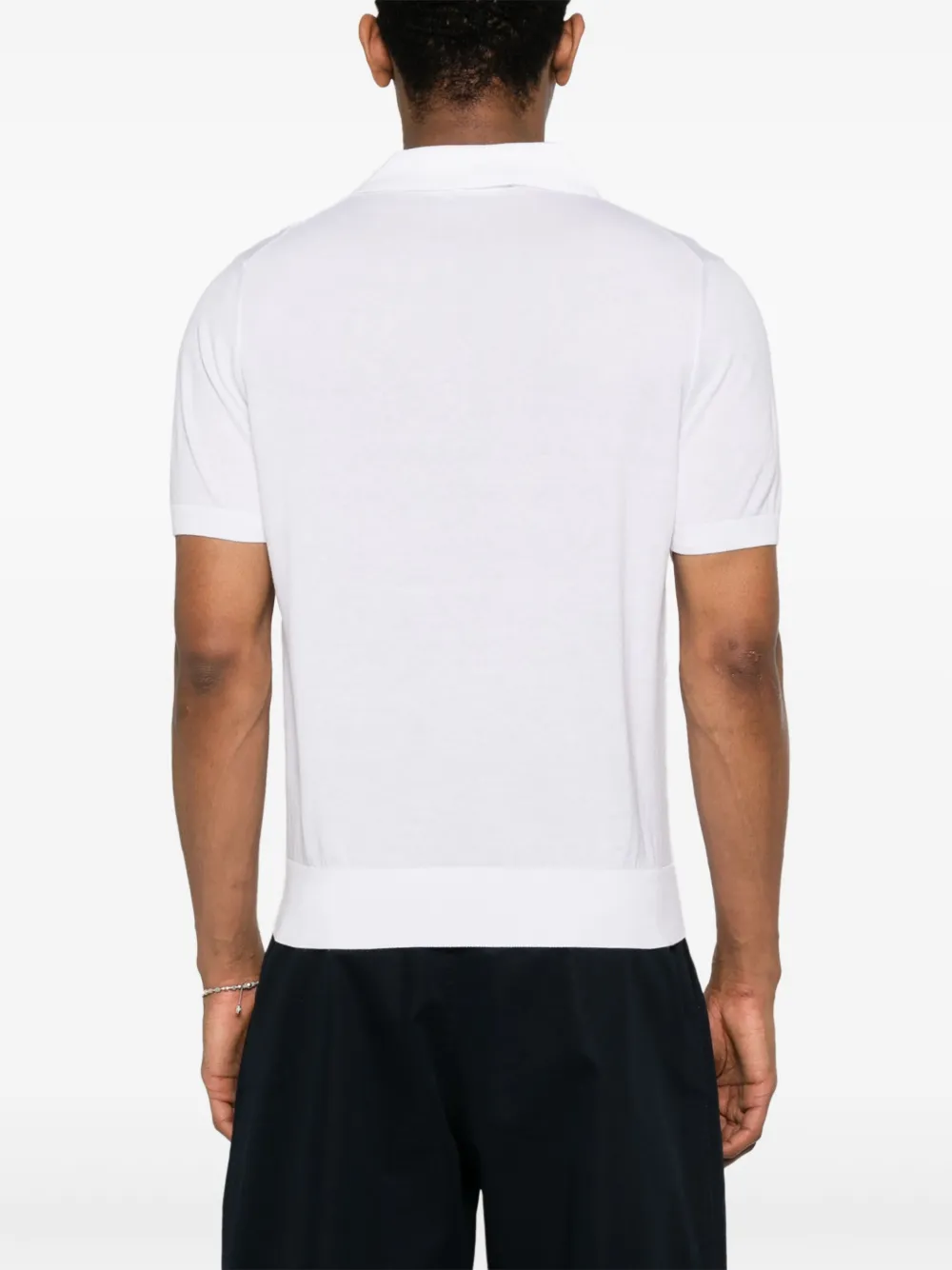 Canali Poloshirt met suède detail Wit