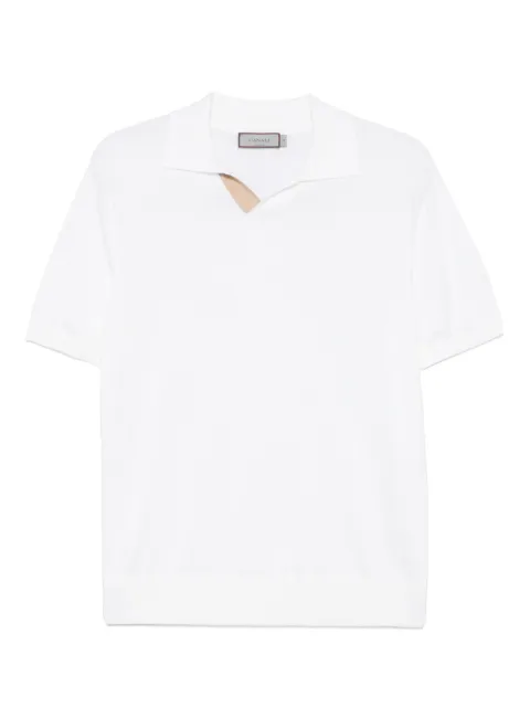 Canali suede-detail polo shirt