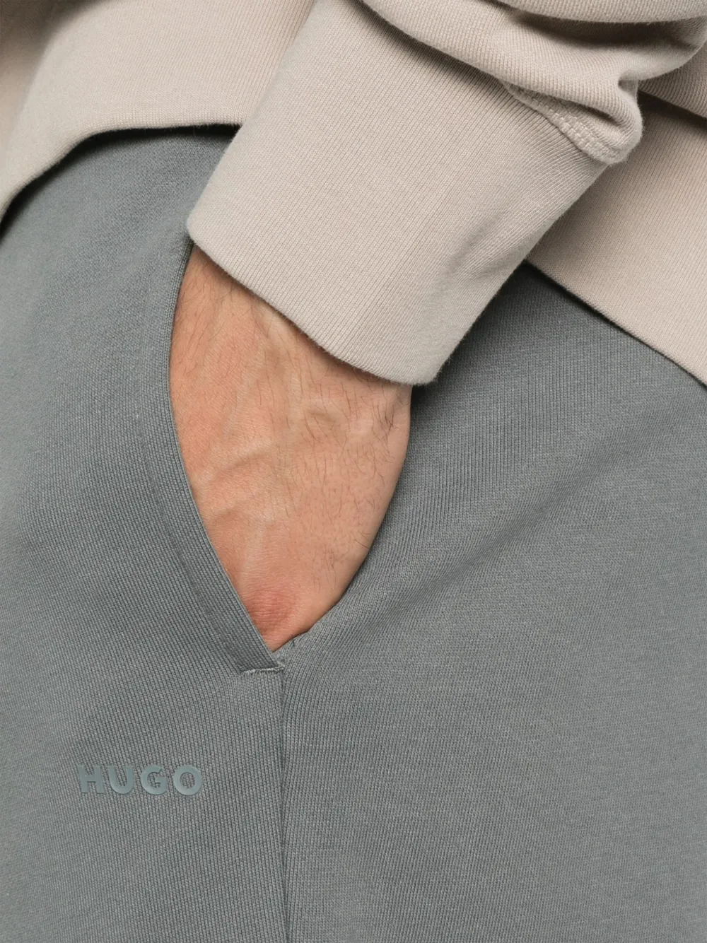 Shop Hugo Boss Rubberised-logo Track Pants In Grey