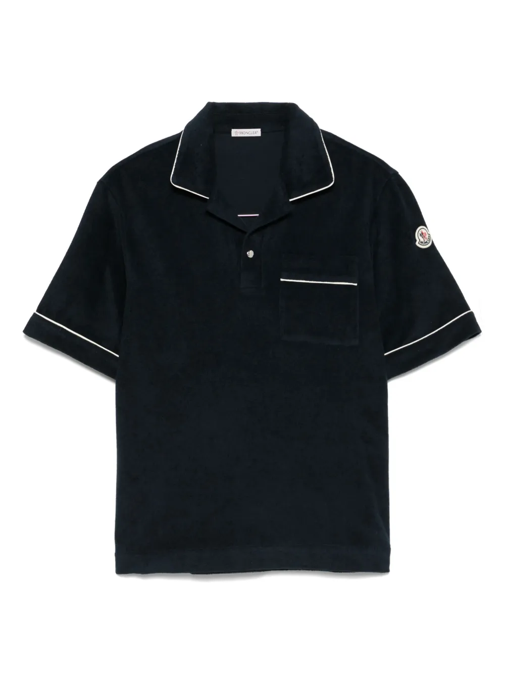 Shop Moncler Textured Polo Shirt In Blue
