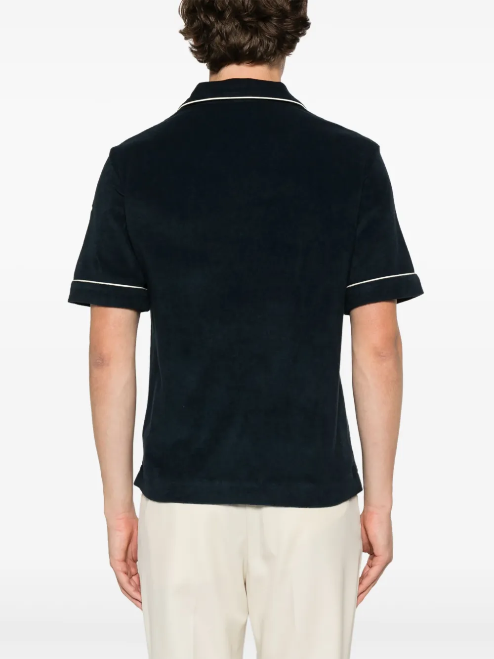 Shop Moncler Textured Polo Shirt In Blue