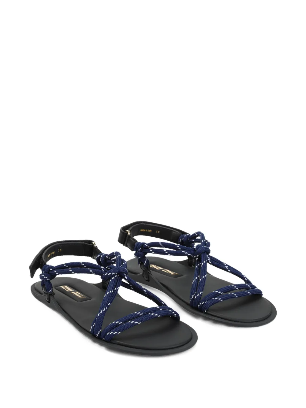 Miu Miu Nastro Cross Rope Grip-strap Sandals In Blau