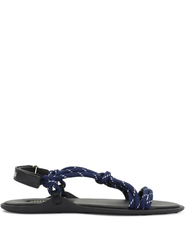 MiuMiu フラットロープサンダル Miu Miu ロープ フラットサンダル | ブルー | FARFETCH JP