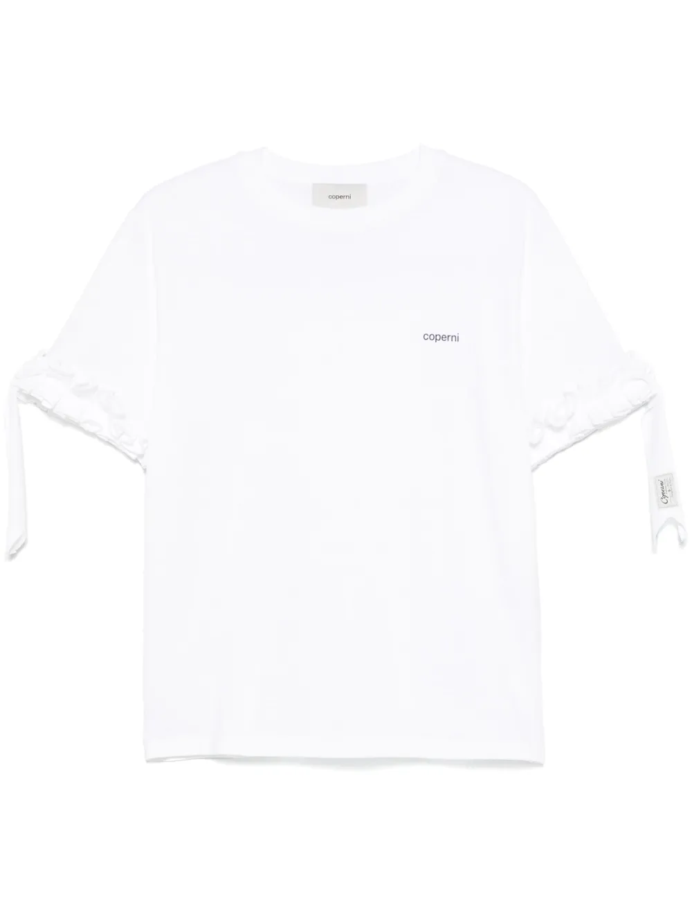 logo-print ruffle-trim T-shirt