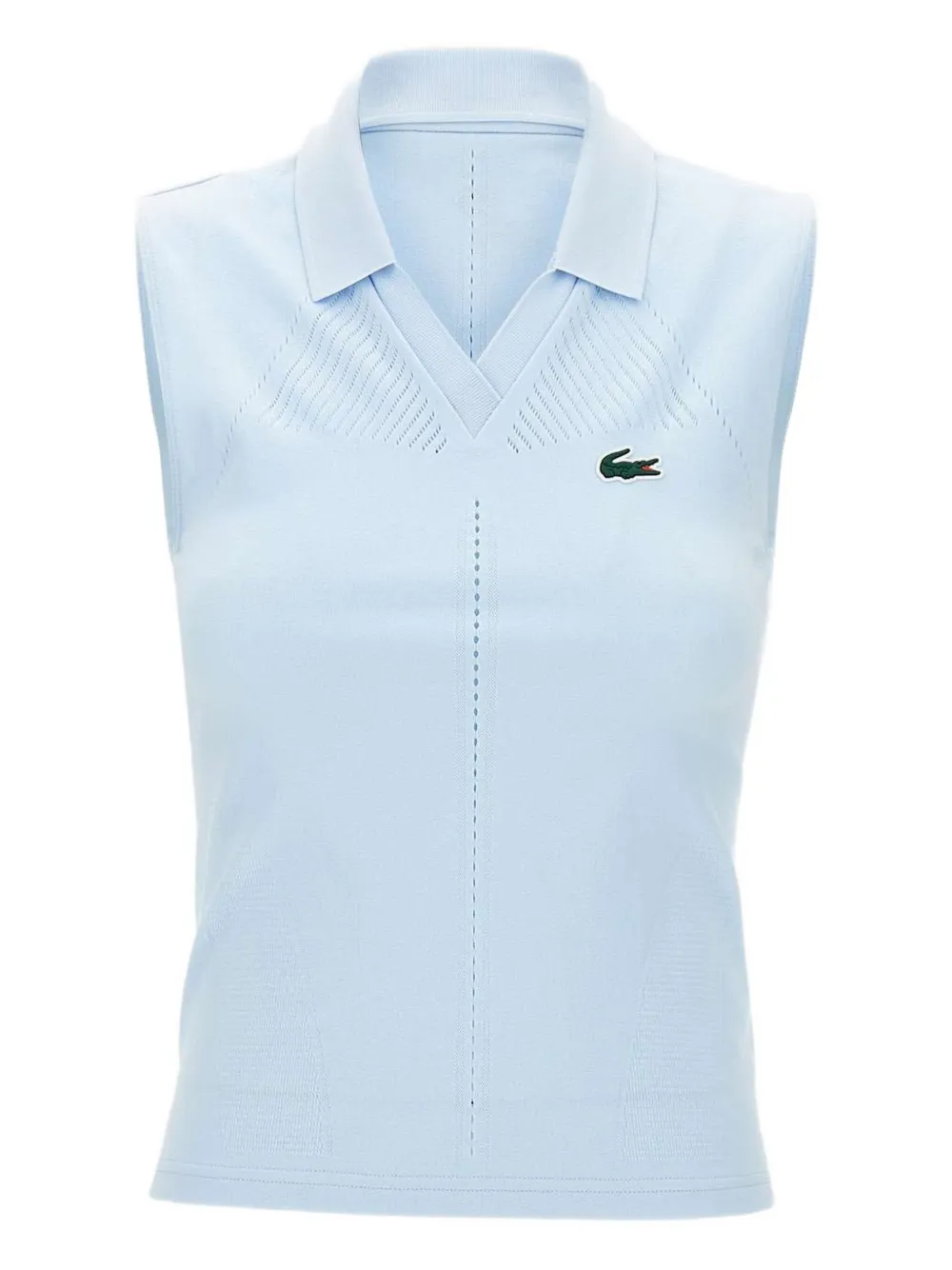 LACOSTE LOGO-EMBROIDERED KNITTED TOP