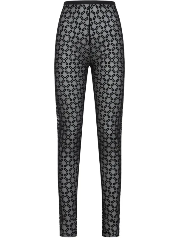 スパッツ・レギンス GIVENCHY Women Leggings BWB04A20H2 001 Black Givenchy Black Elastic Blend Logo Waistband High Waisted