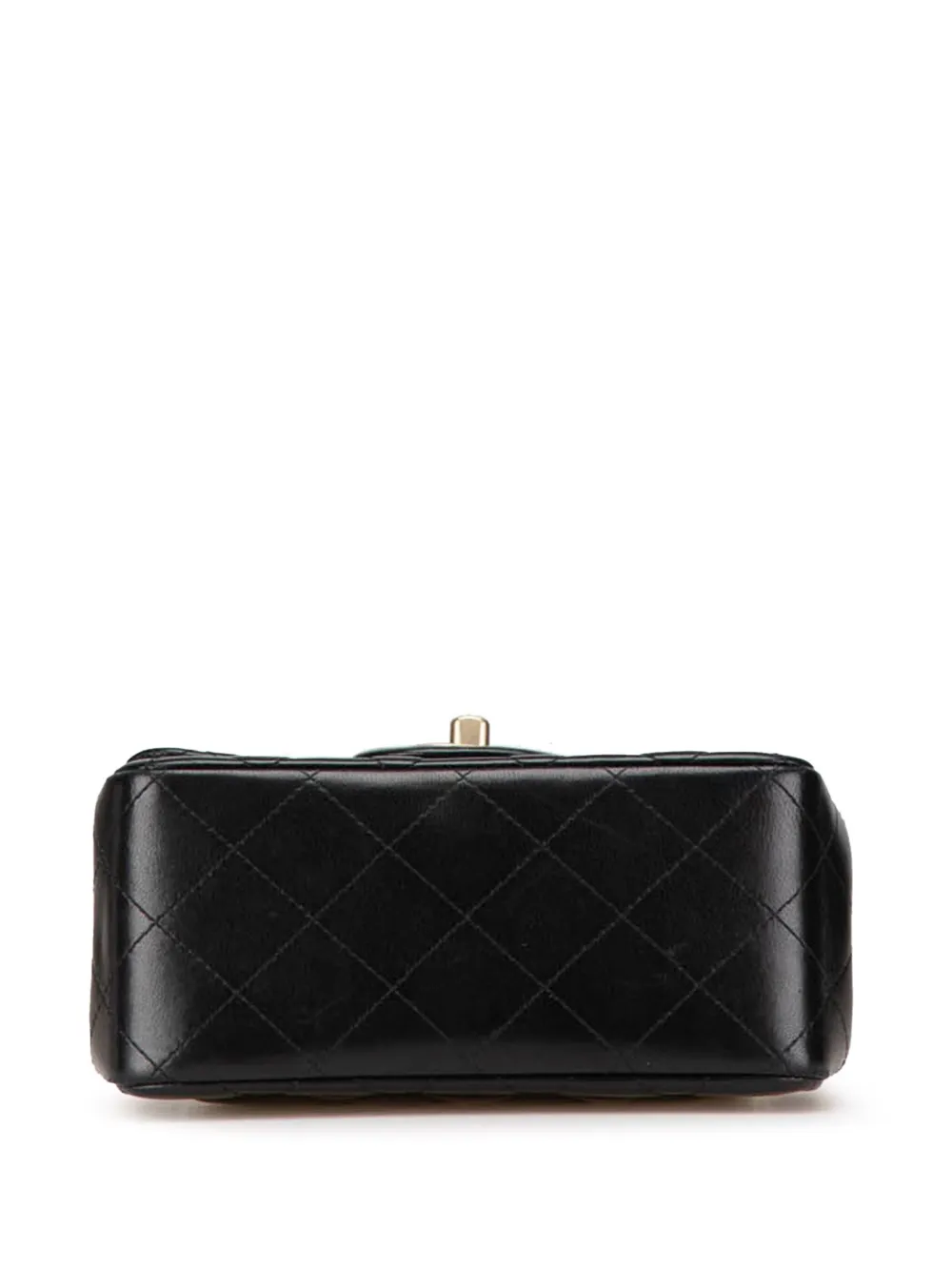 Pre-owned Chanel 2013-2014 Mini Square Classic Lambskin Single Flap Crossbody Bag In Black