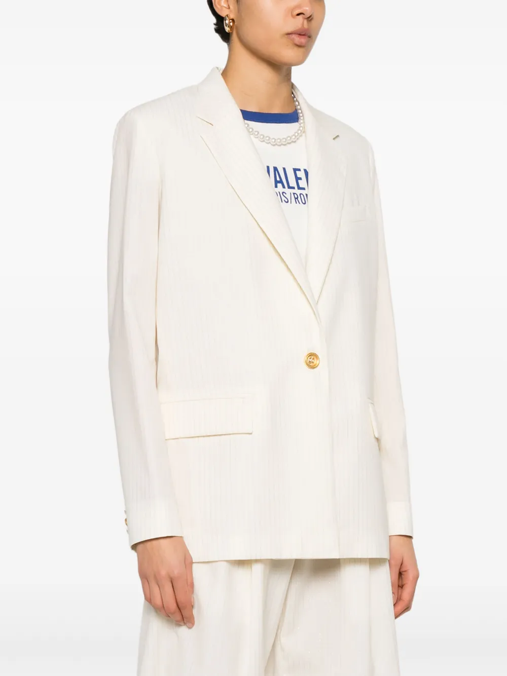 A Paper Kid Blazer met krijtstreep Beige