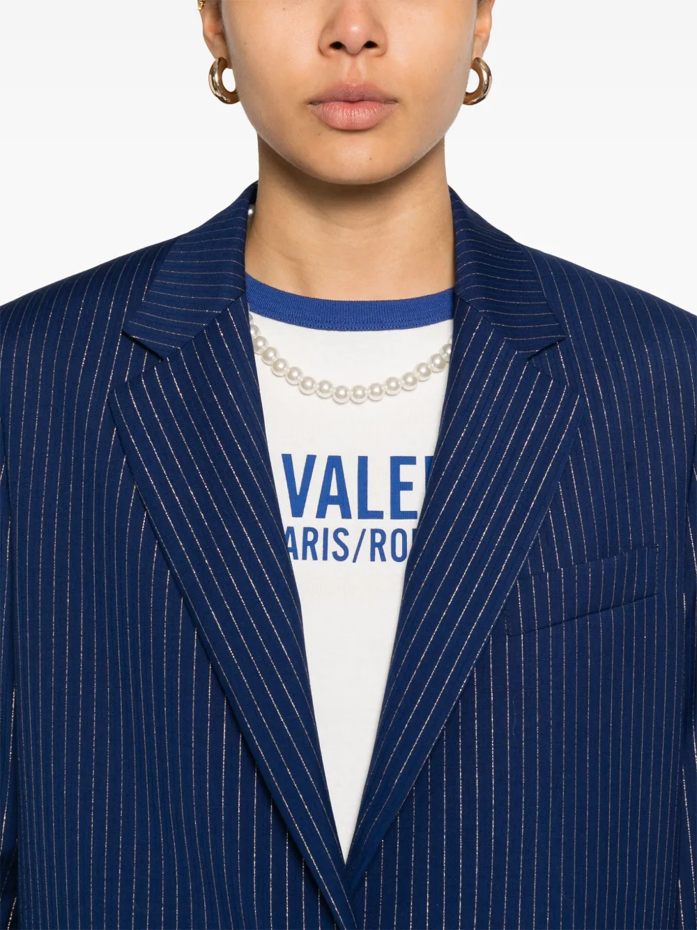 A Paper Kid Blazer met krijtstreep Blauw