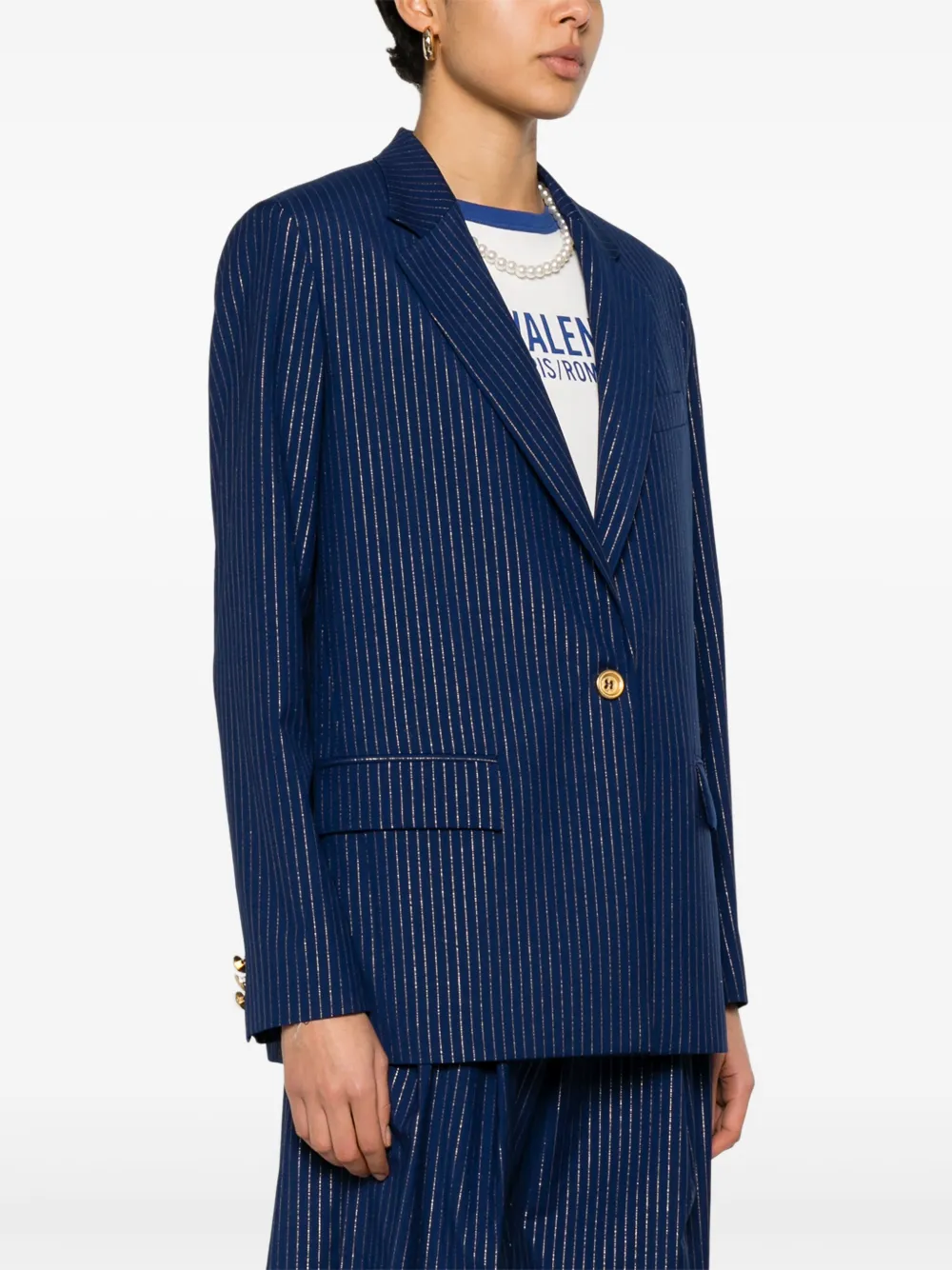 A Paper Kid Blazer met krijtstreep Blauw