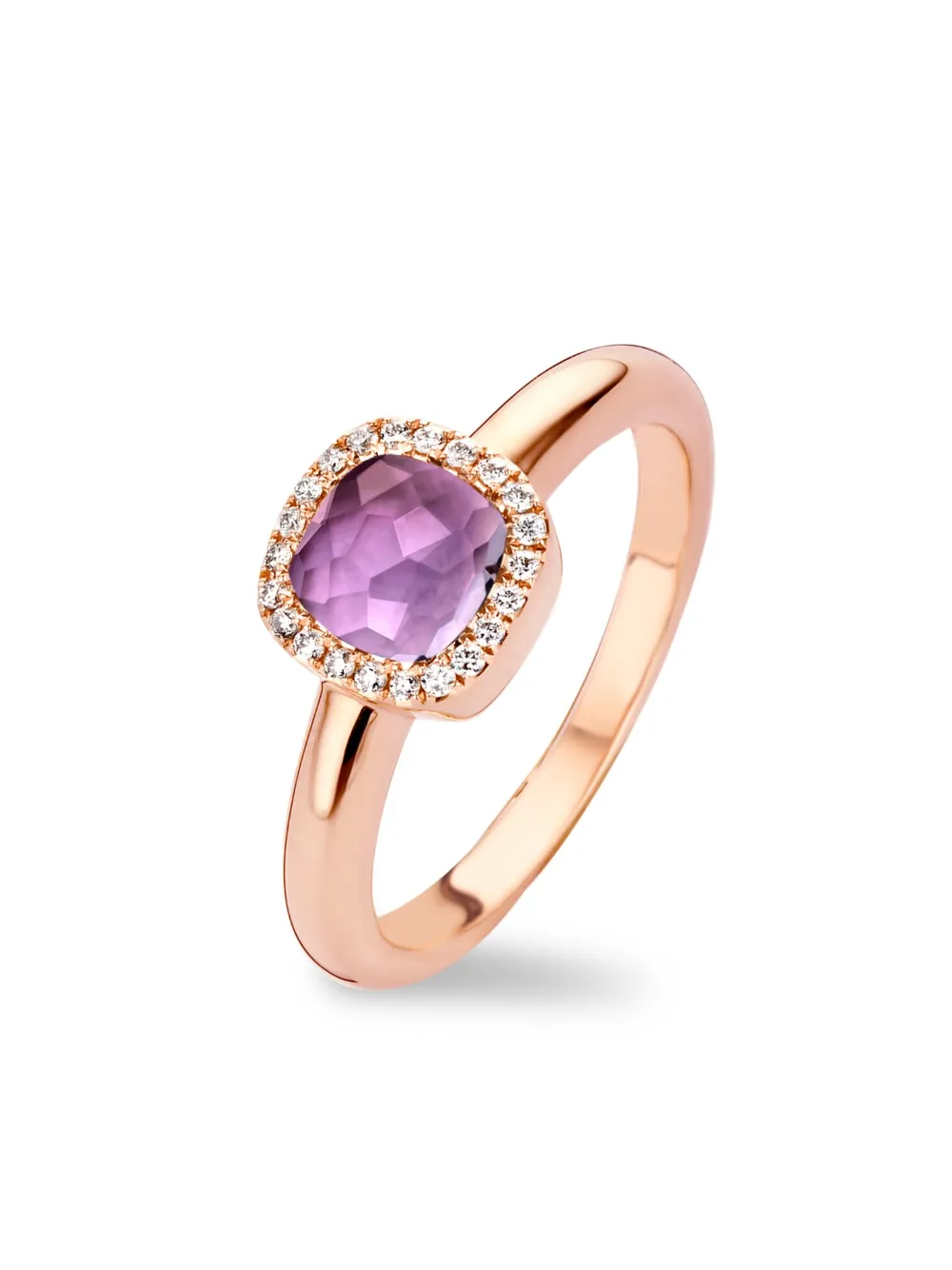 Tirisi Anello Milano Sweeties in oro rosa 18 carati con ametista e diamanti | Image 2
