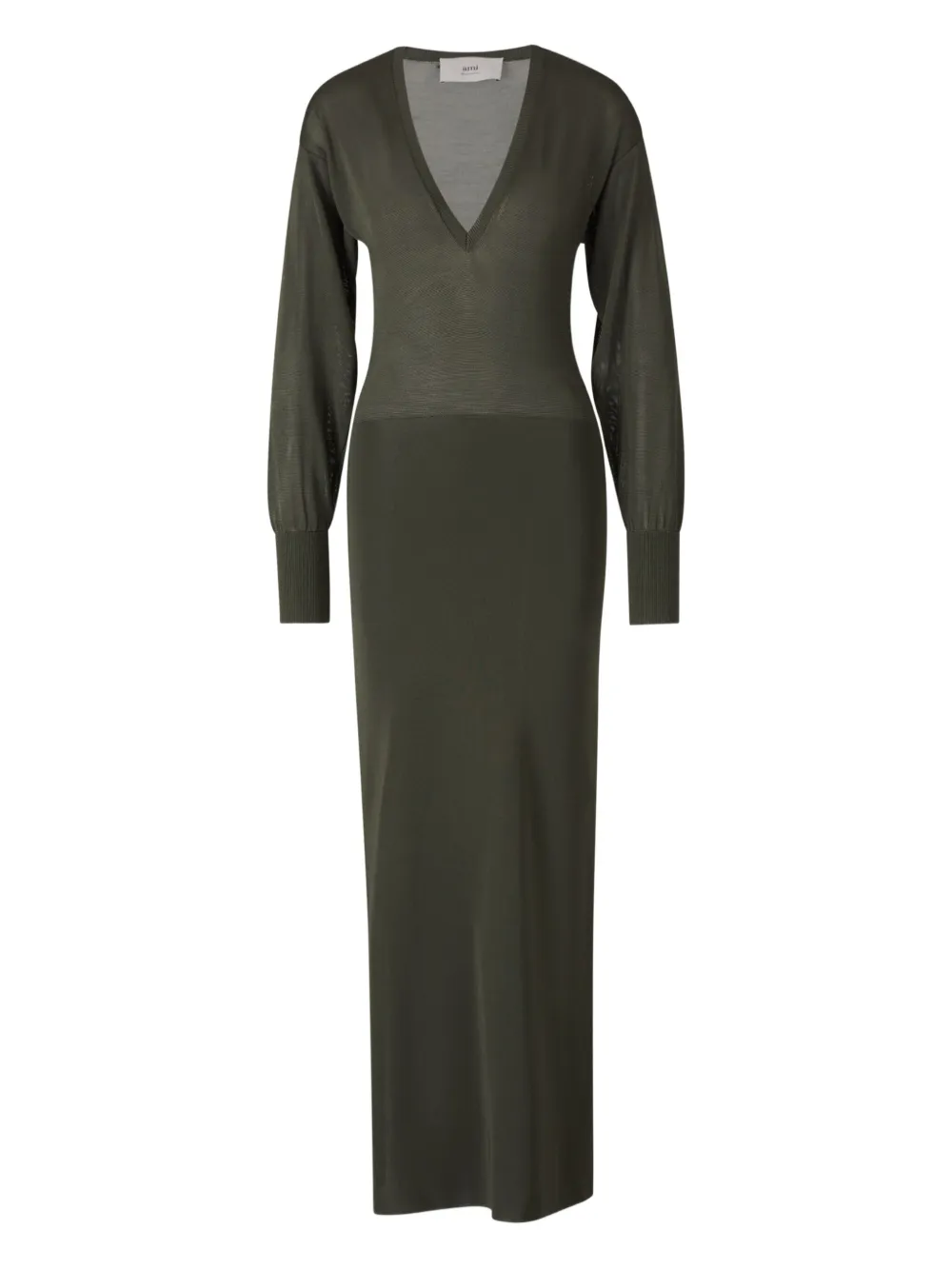 AMI Paris Maxi-jurk met V-hals Groen