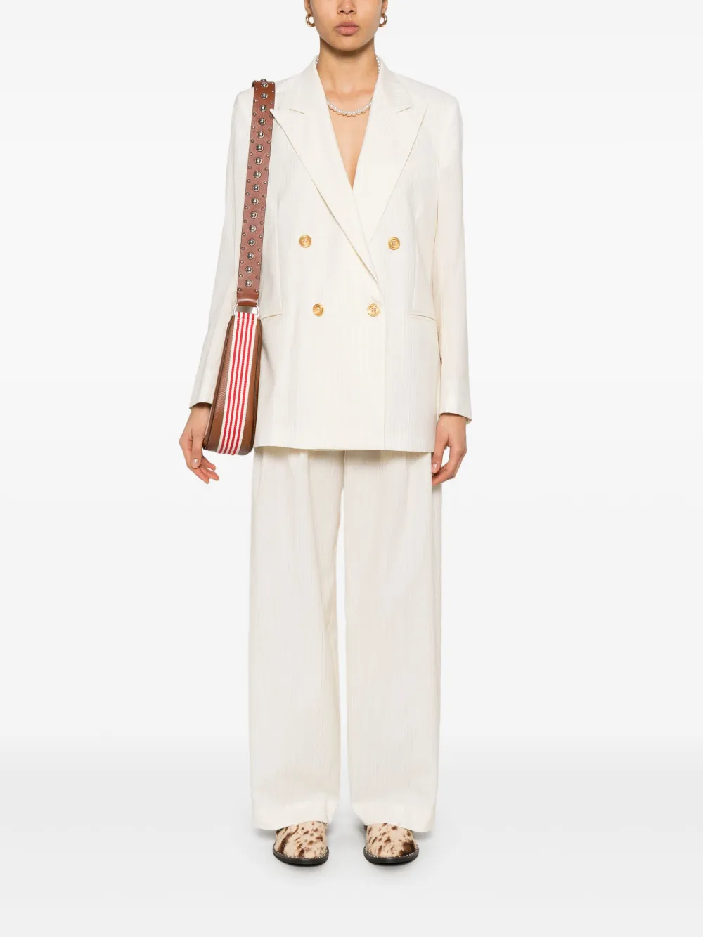 A Paper Kid Blazer met krijtstreep Beige