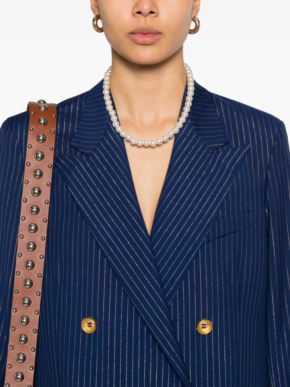 A Paper Kid Pinstriped Blazer In Blue