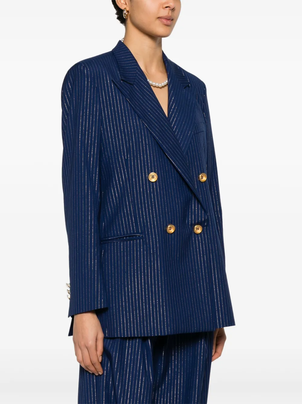 A Paper Kid Pinstriped Blazer In Blue