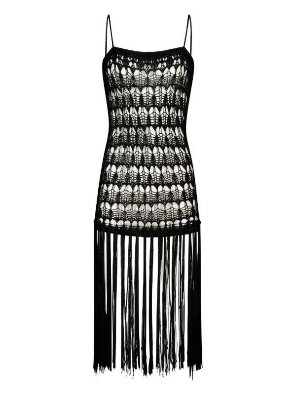 black beach crochet dress Long black crochet dress with front slit main image 1