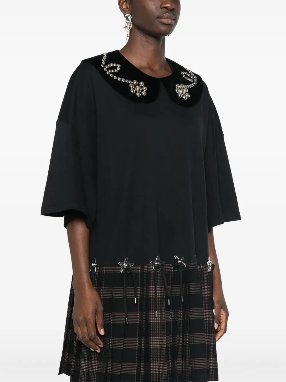 Chopova Lowena Black Saltos Kilt Minidress In Black