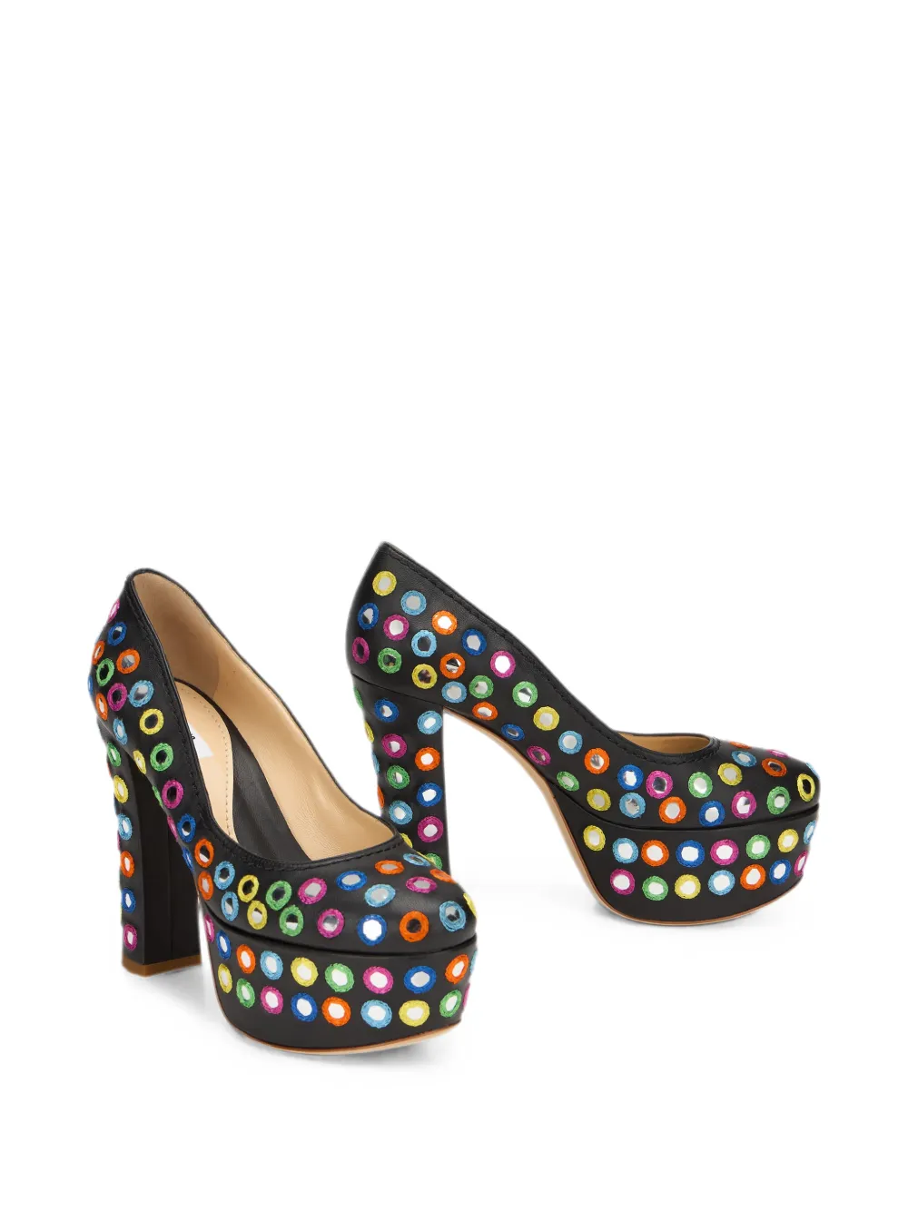 Moschino mirror-embellished platform pumps Zwart