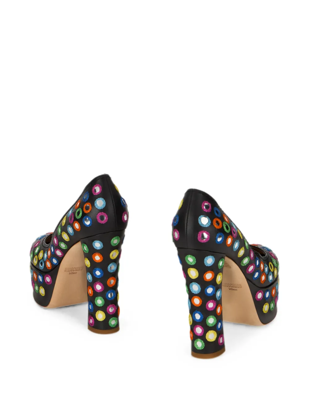 Moschino mirror-embellished platform pumps Zwart