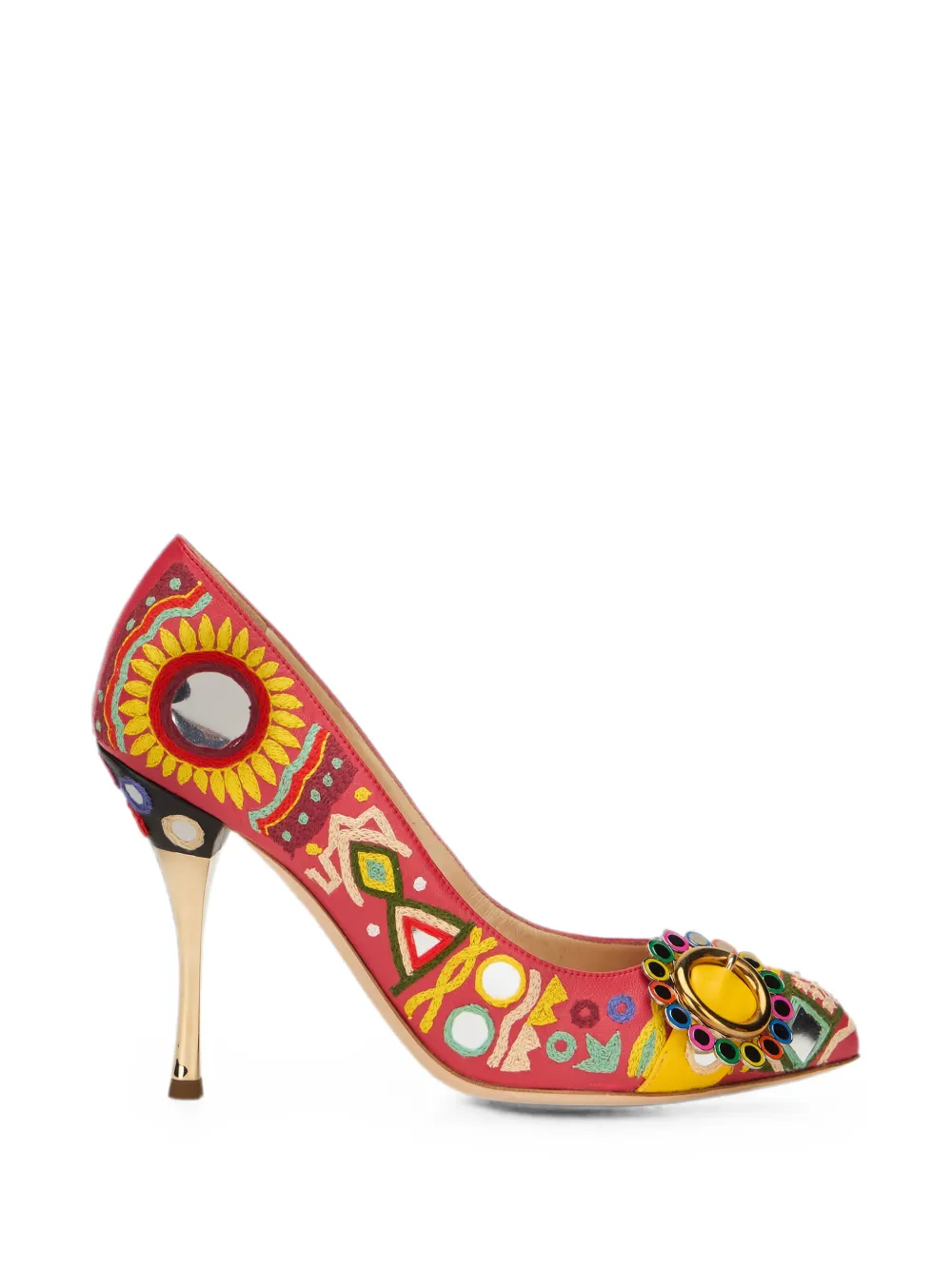 Moschino embroidered mirror-embellished pumps - Rot
