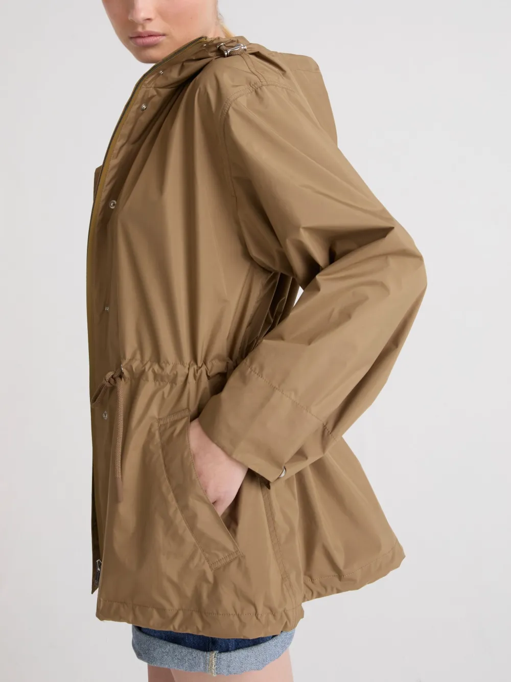 Yves Salomon Hooded Parka Jacket In Brown