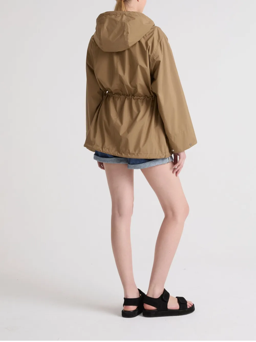 Yves Salomon Hooded Parka Jacket In Brown