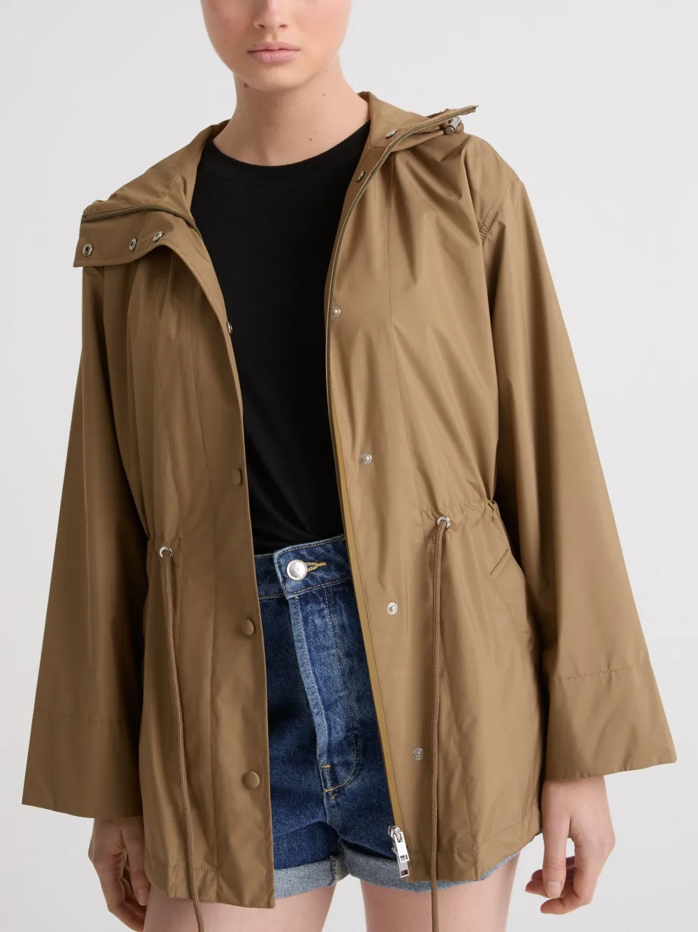 Yves Salomon Hooded Parka Jacket In Brown