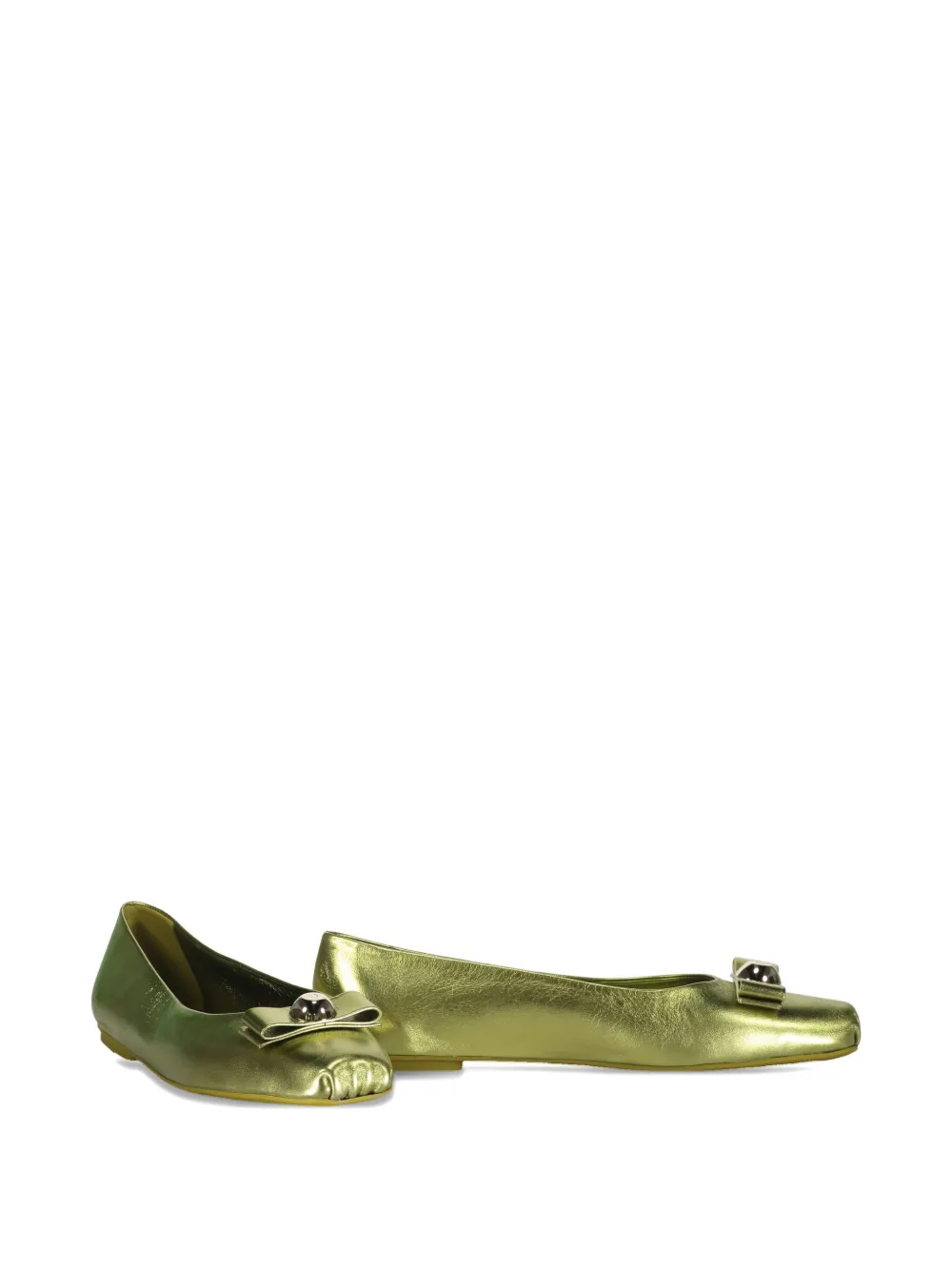 Ferragamo bow-embellished ballerina loafers Green