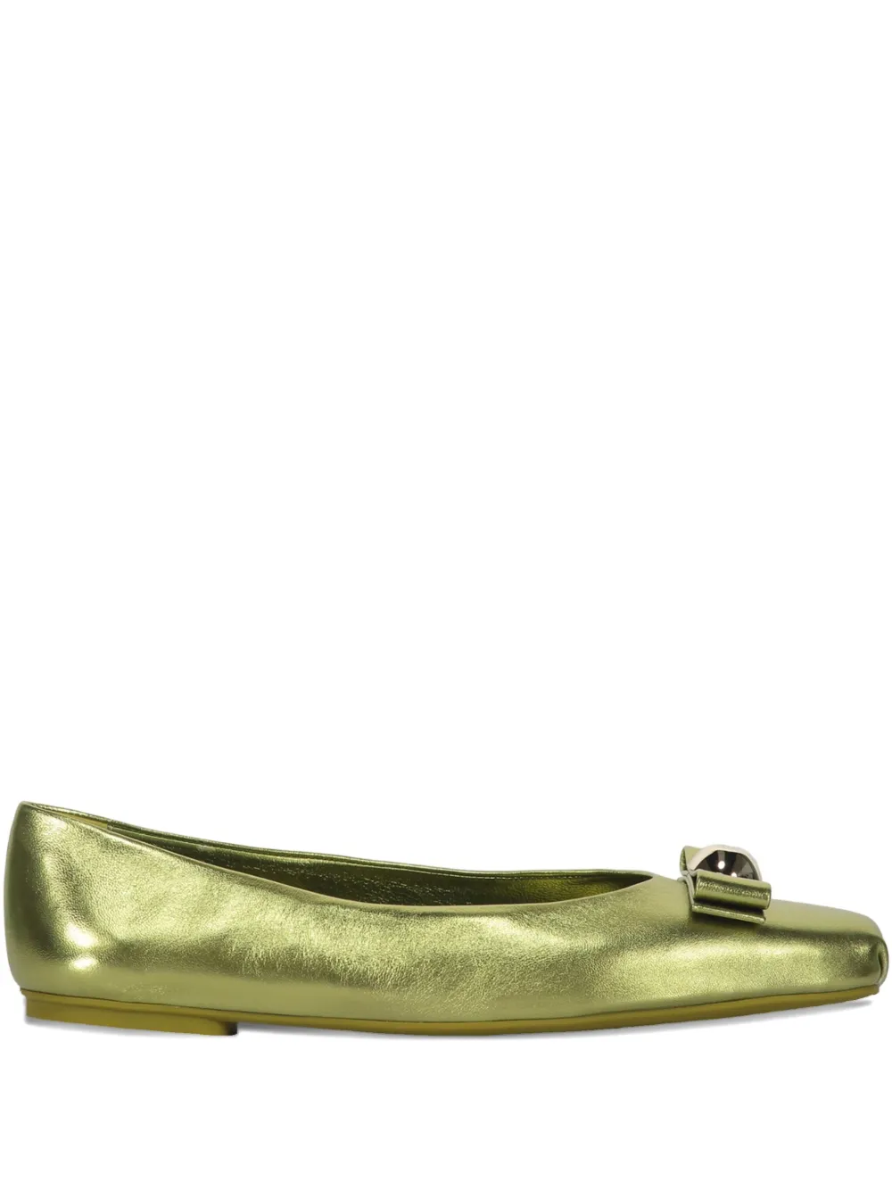Ferragamo bow-embellished ballerina loafers Green
