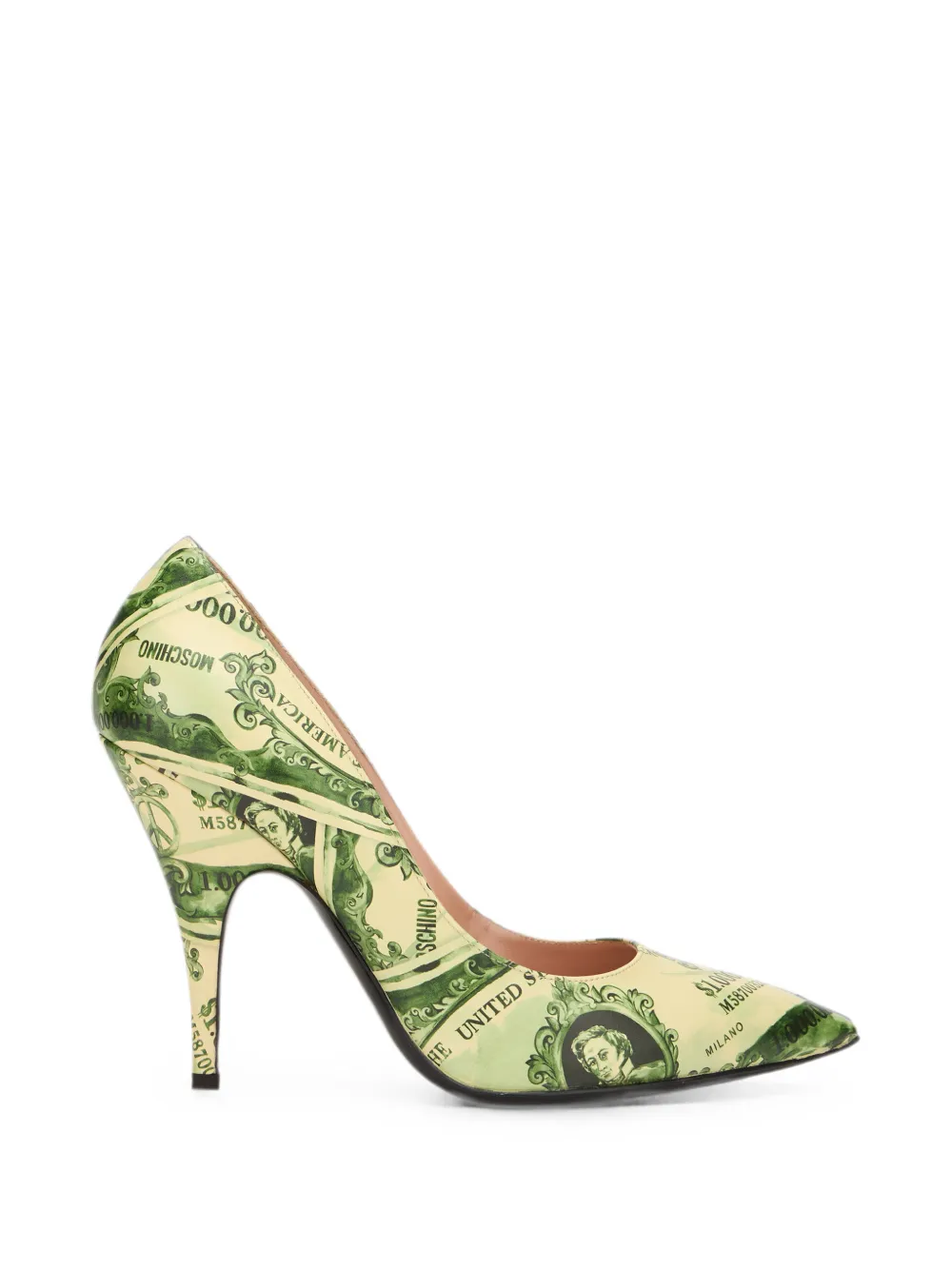 Moschino dollar-print pointed-toe pumps - Grün