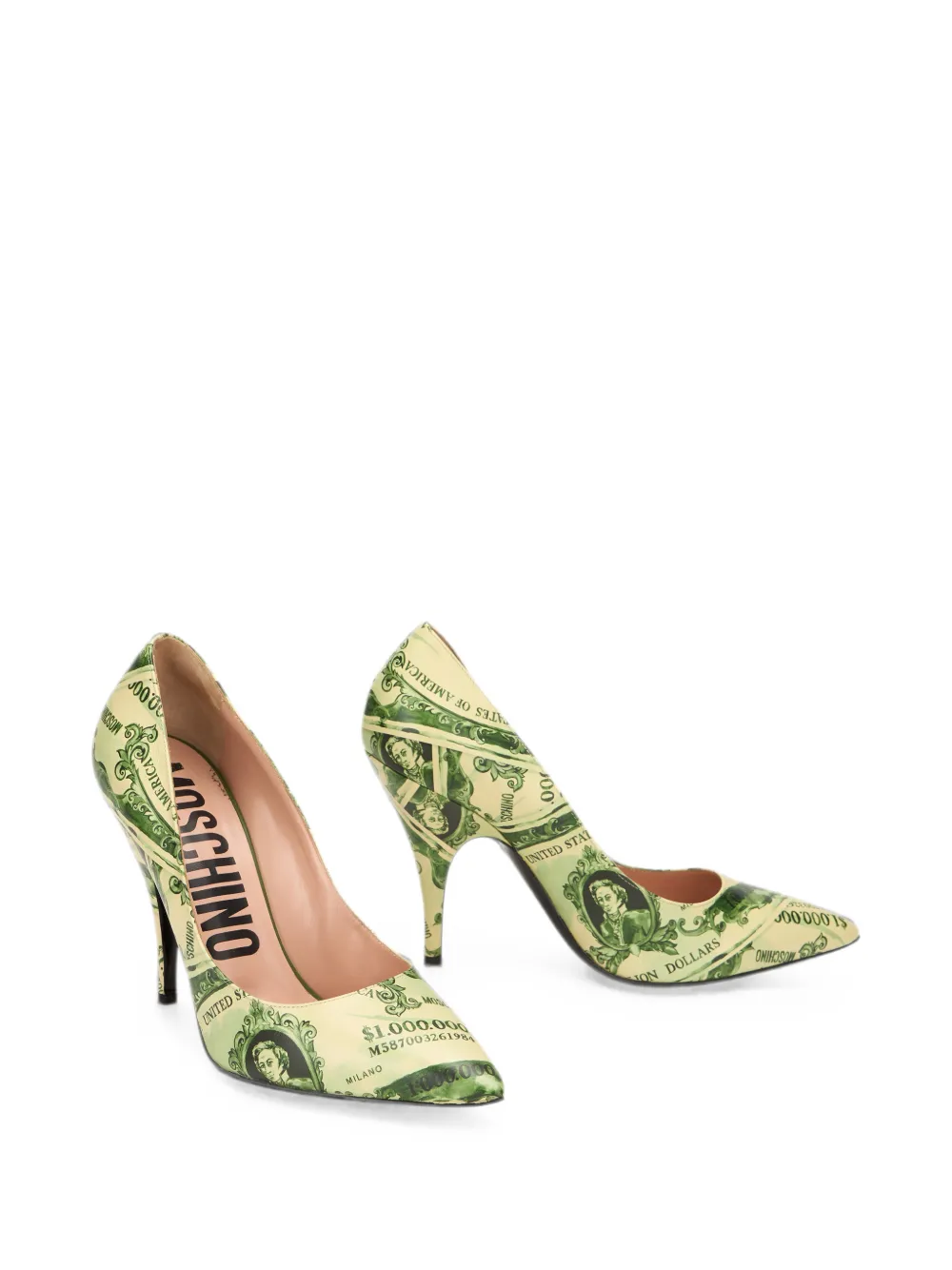 Moschino dollar-print pointed-toe pumps Groen