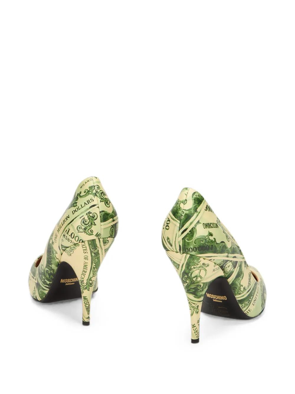 Moschino dollar-print pointed-toe pumps Groen