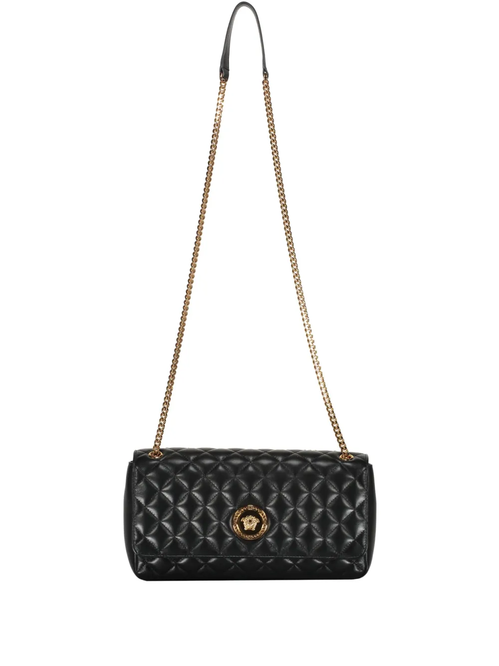 Versace Leather Crossbody Bag In Black