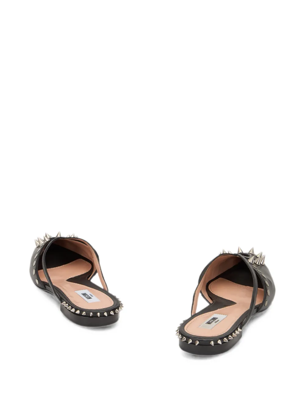 Moschino spike-embellished pointed-toe flat mules Zwart