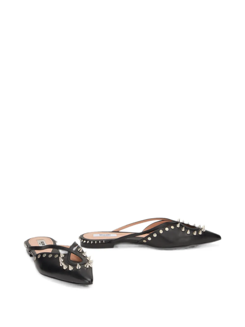 Moschino spike-embellished pointed-toe flat mules Zwart