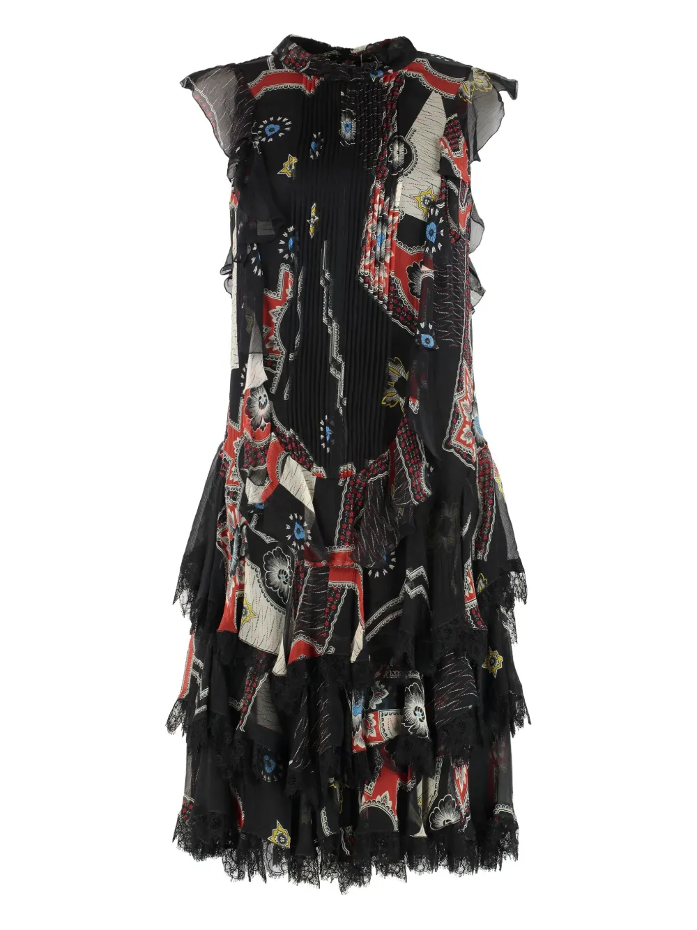 ETRO ruffled print dress - ブラック ETRO ruffled print dress - ブラック