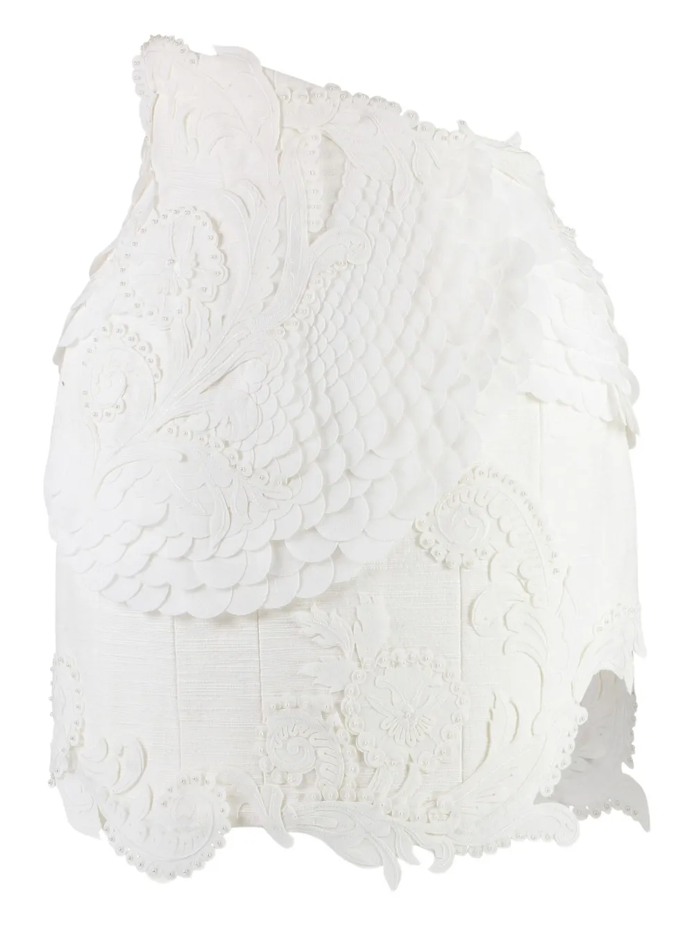 Yves Salomon floral-lace leather skirt | White | Image 1
