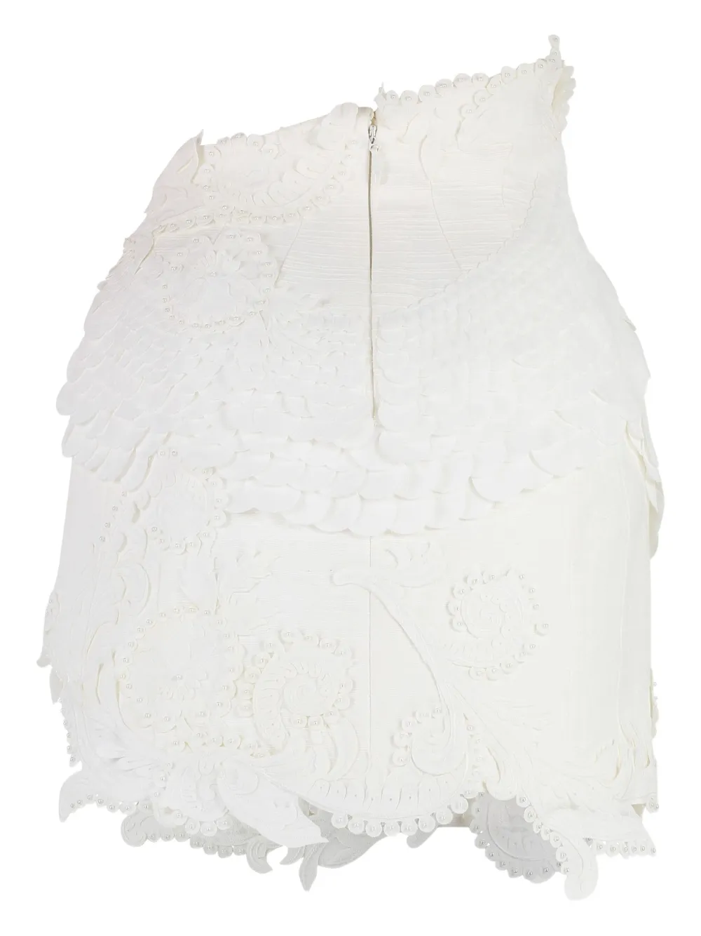Yves Salomon floral-lace leather skirt - Wit
