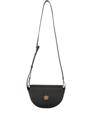 VERSACE 黒 レザー ショルダーバッグ ヴェルサーチェ タグ バッグ
