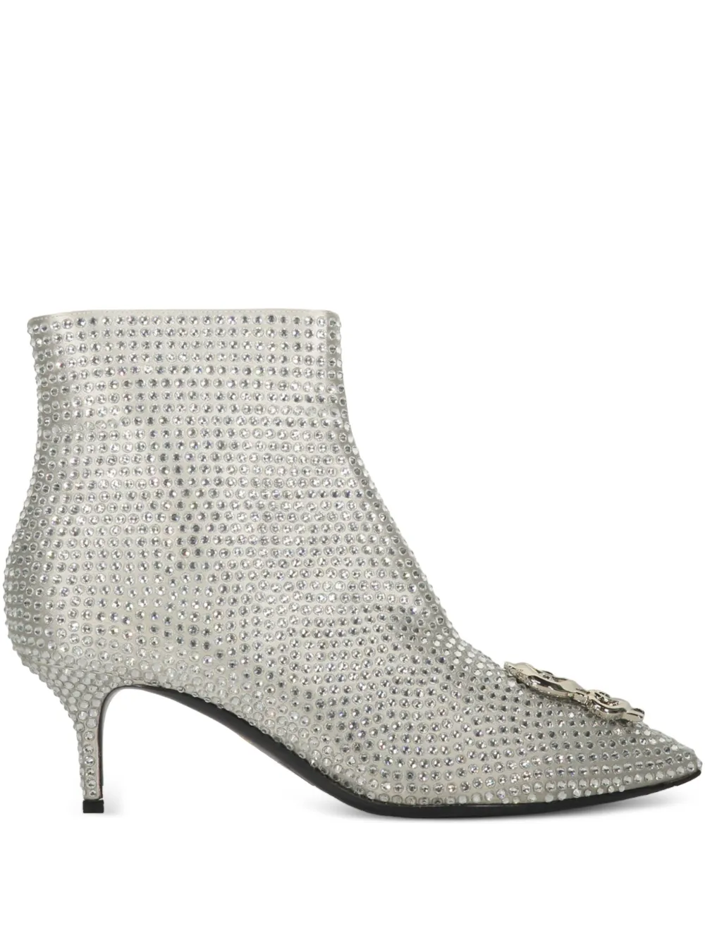 Moschino 60mm crystal-embellished kitten-heel ankle boots Zilver