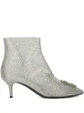 Moschino 60mm crystal-embellished kitten-heel ankle boots - Silver