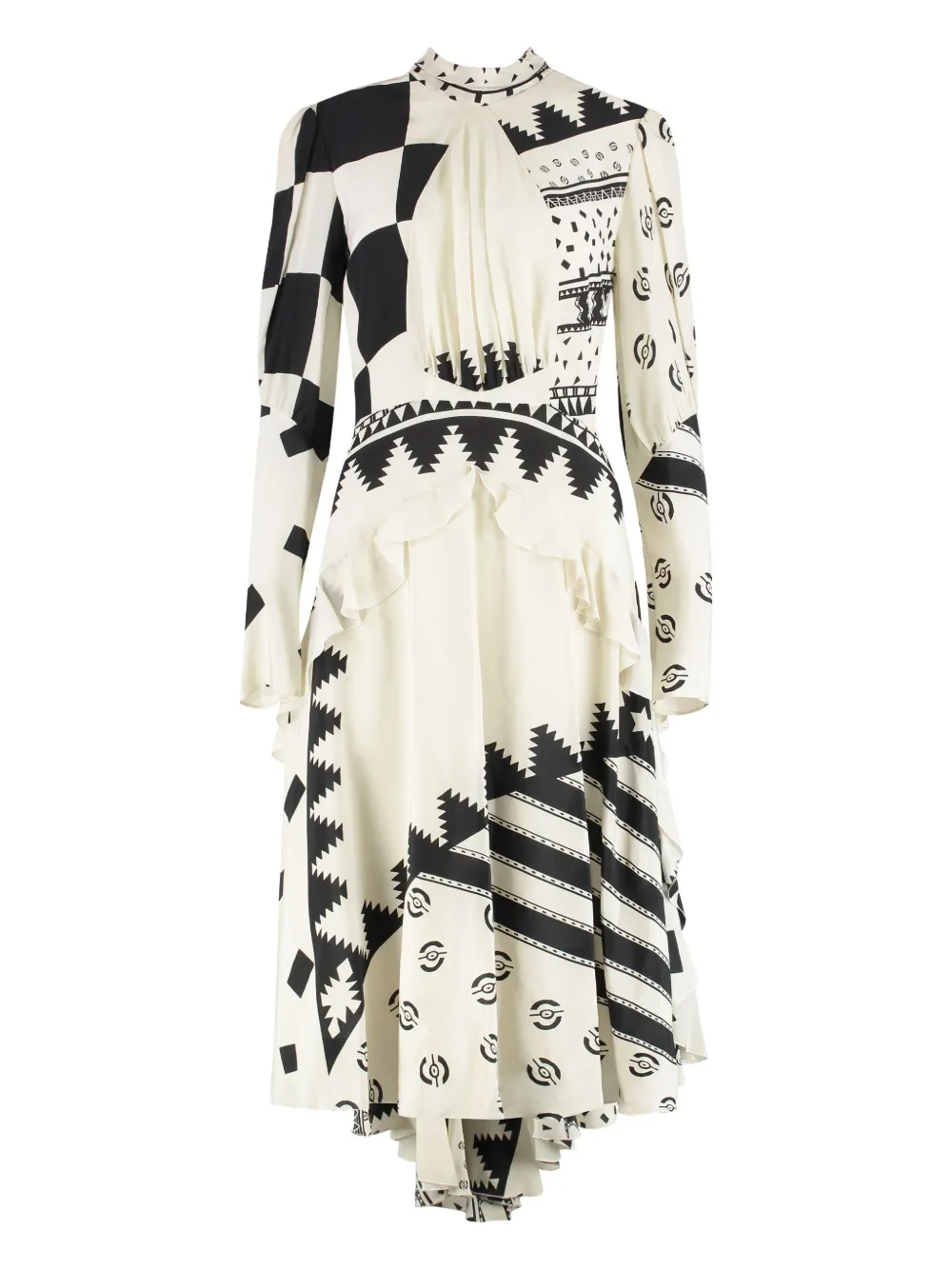 ETRO geometric-print asymmetric dress - ホワイト ETRO geometric-print asymmetric dress - ホワイト