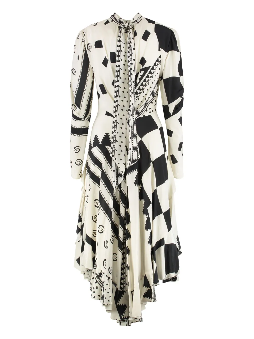 ETRO geometric-print asymmetric dress - Wit
