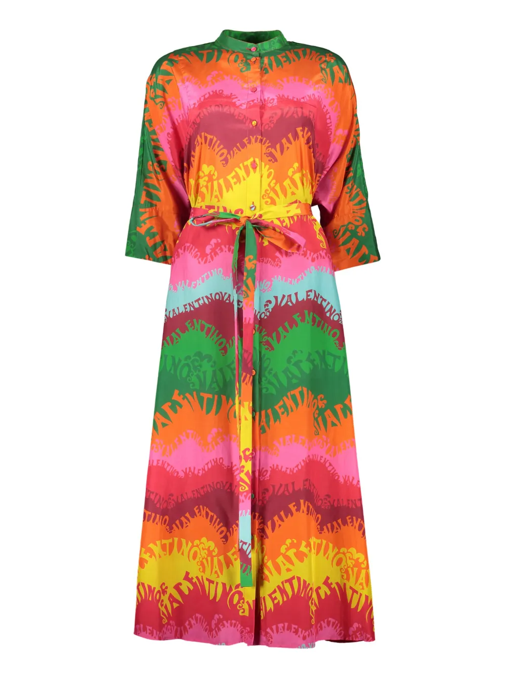 Valentino Garavani belted printed dress - オレンジ Valentino Garavani belted printed dress - オレンジ